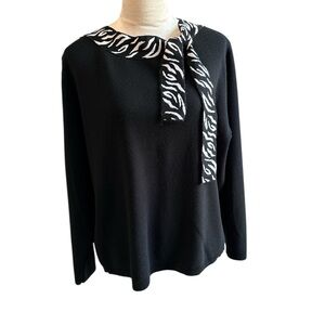 Elegant Black Sweater with Zebra Print Detail